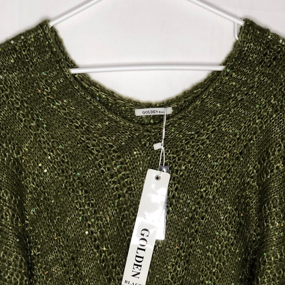 NWT Beautiful Green Sequined Sweater Sz S - Picture 4 of 12